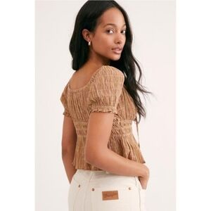 "Free People" Brown Striped Blouse.  Reposhing way too small For Me. Size Down.